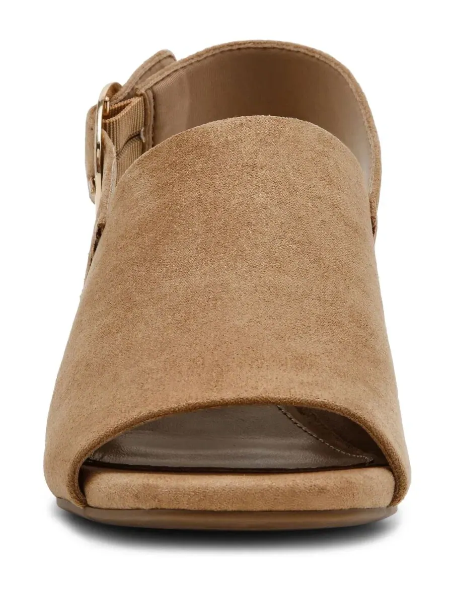 Босоножки на каблуке с квадратным носком Maddy Square Toe Shooties Anne Klein — изображение 6 из 8, песочный
