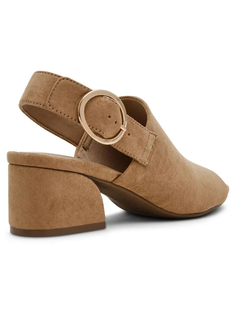 Босоножки на каблуке с квадратным носком Maddy Square Toe Shooties Anne Klein — изображение 7 из 8, песочный