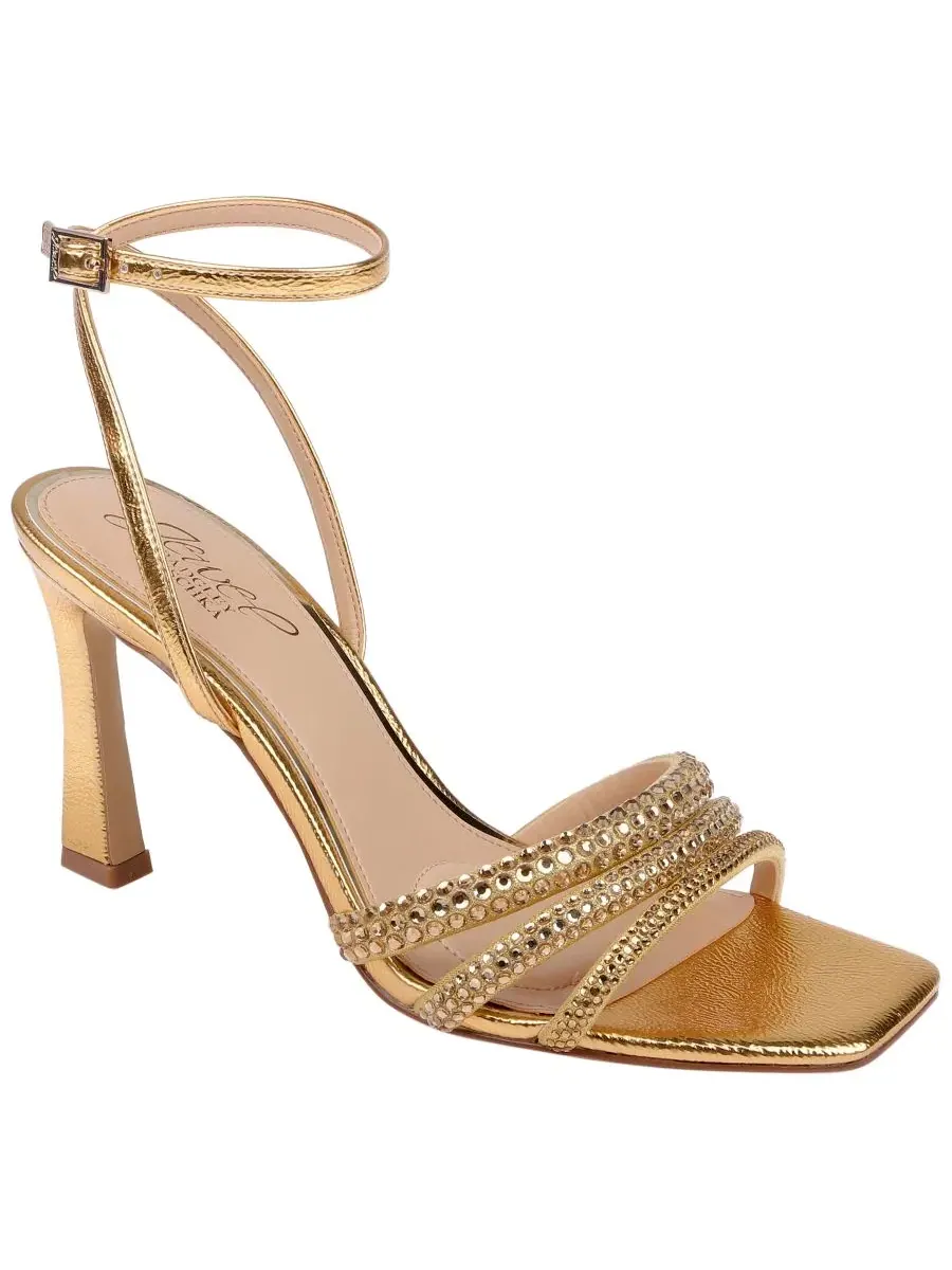 Босоножки с квадратным мысом Zimal II Jewel Badgley Mischka — изображение 1 из 5, золотистый