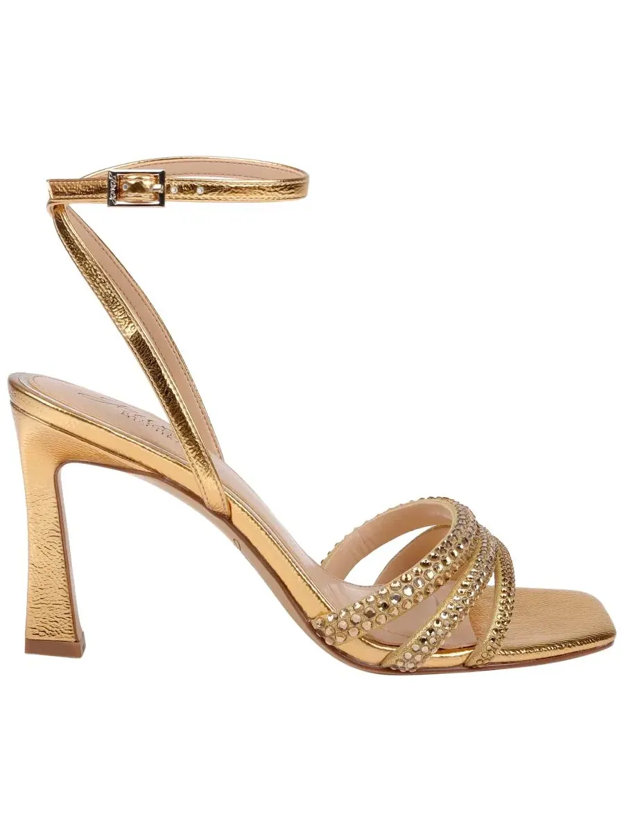 Босоножки с квадратным мысом Zimal II Jewel Badgley Mischka — изображение 2 из 5, золотистый
