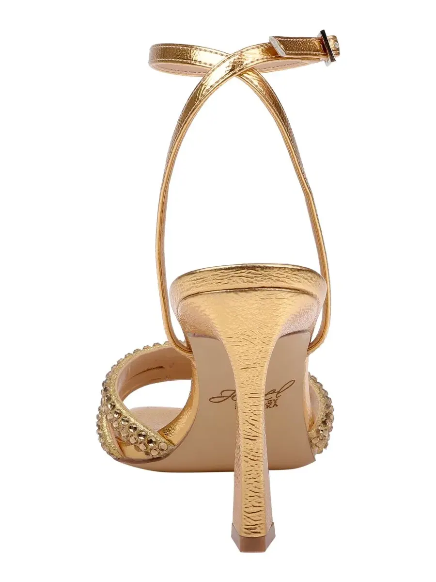 Босоножки с квадратным мысом Zimal II Jewel Badgley Mischka — изображение 3 из 5, золотистый
