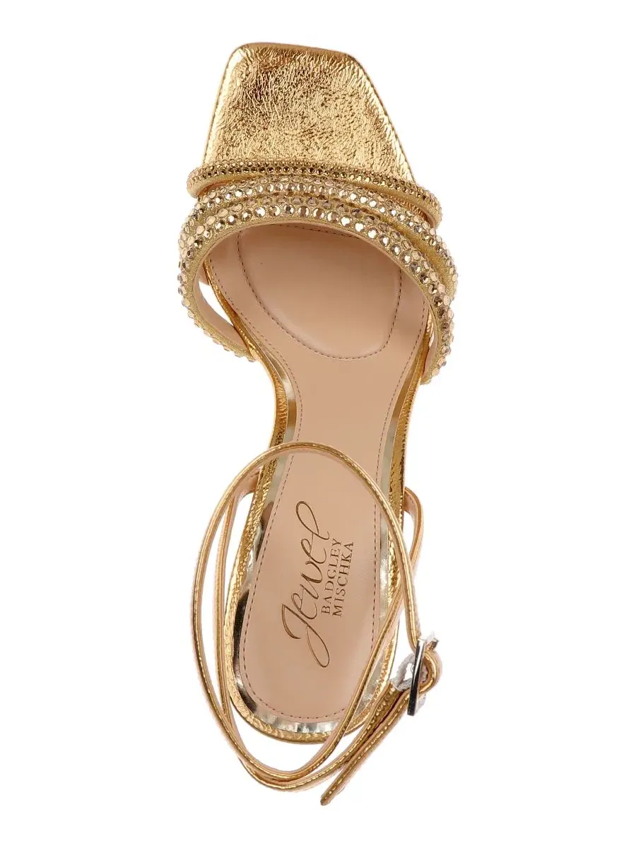 Босоножки с квадратным мысом Zimal II Jewel Badgley Mischka — изображение 4 из 5, золотистый