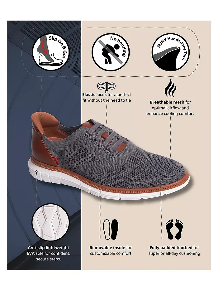 Charles Ave мужские оксфорды с технологией Hands-Free Slip On легкая сетчатая модель Marc Joseph — изображение 4 из 6, серый