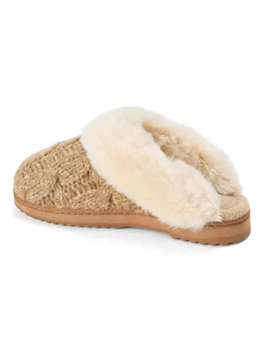 Вязаные тапочки-скуч с кабельным узором Nicki Knit Scuff Dearfoams — изображение 6 из 7, овсяный