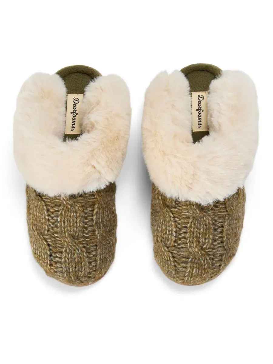 Женские вязаные тапочки-слипперы с кабельным узором, модель Nicki Knit Scuff Dearfoams — изображение 4 из 7, лоден