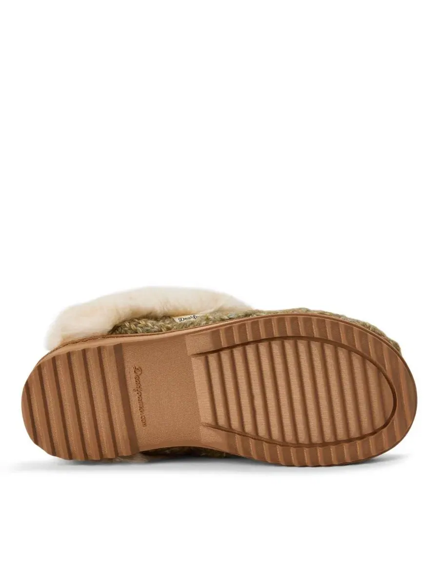 Женские вязаные тапочки-слипперы с кабельным узором, модель Nicki Knit Scuff Dearfoams — изображение 5 из 7, лоден