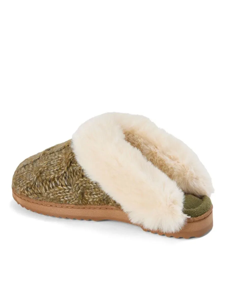 Женские вязаные тапочки-слипперы с кабельным узором, модель Nicki Knit Scuff Dearfoams — изображение 6 из 7, лоден