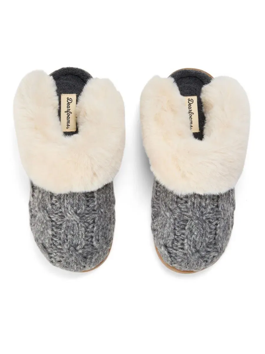 Женские тапочки-слипперы из вязаного трикотажа с каблуком Nicki Knit Scuff Dearfoams — изображение 4 из 7, серый