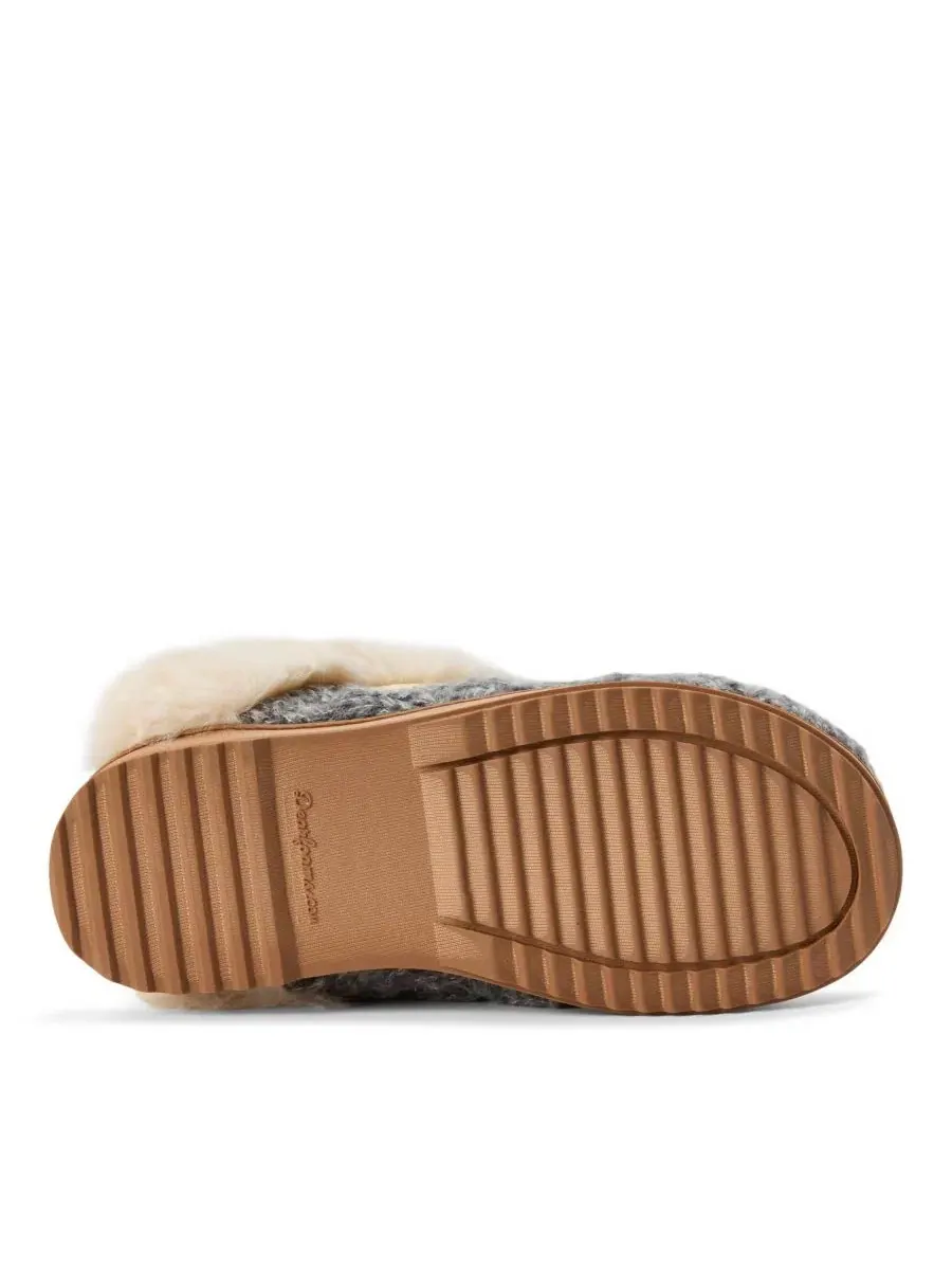 Женские тапочки-слипперы из вязаного трикотажа с каблуком Nicki Knit Scuff Dearfoams — изображение 5 из 7, серый