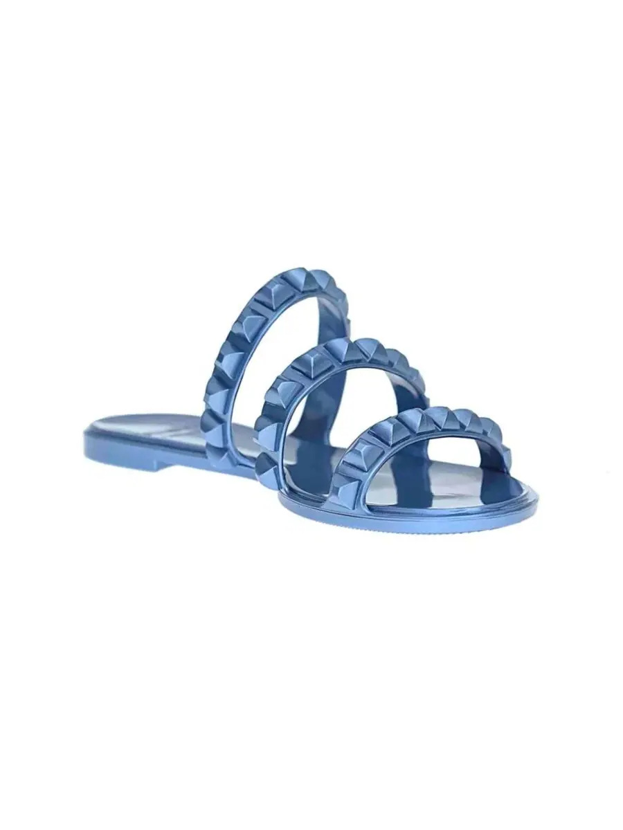 Босоножки с тремя ремешками Maria 3 Strap Flat Sandal CARMEN SOL — изображение 1 из 5, синий металлик
