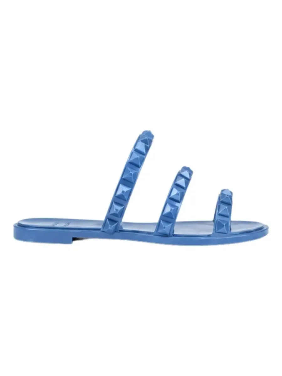 Босоножки с тремя ремешками Maria 3 Strap Flat Sandal CARMEN SOL — изображение 2 из 5, синий металлик