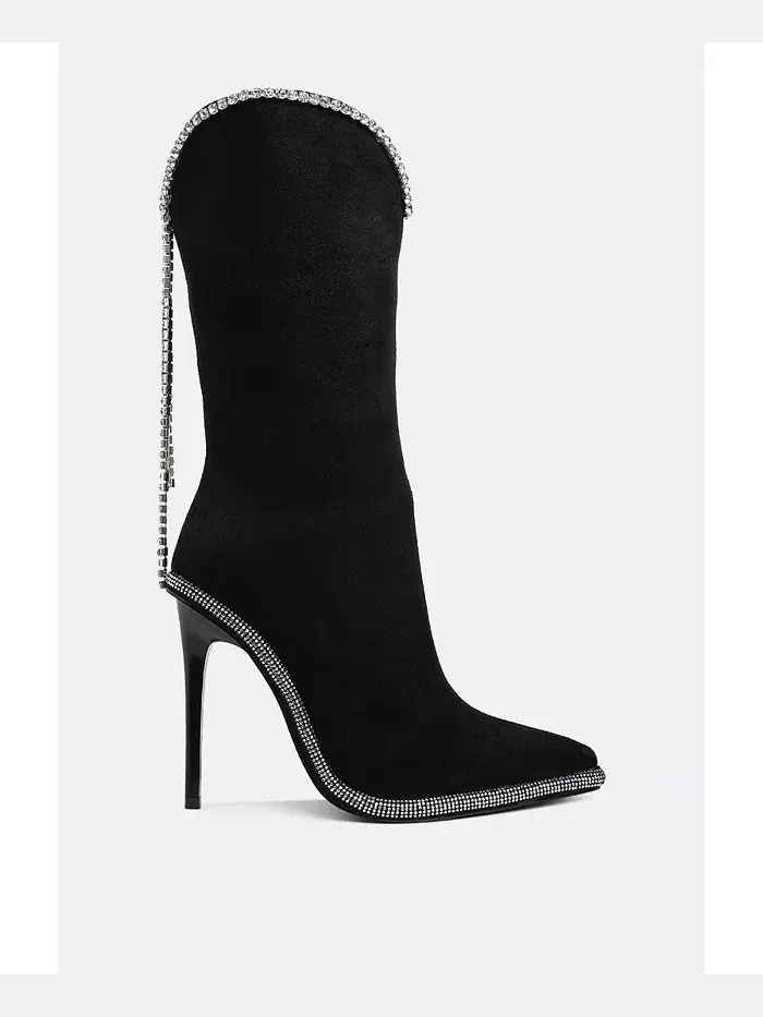Сапоги до икры Ashipa с цепочками Diamante London Rag — изображение 1 из 3, черный