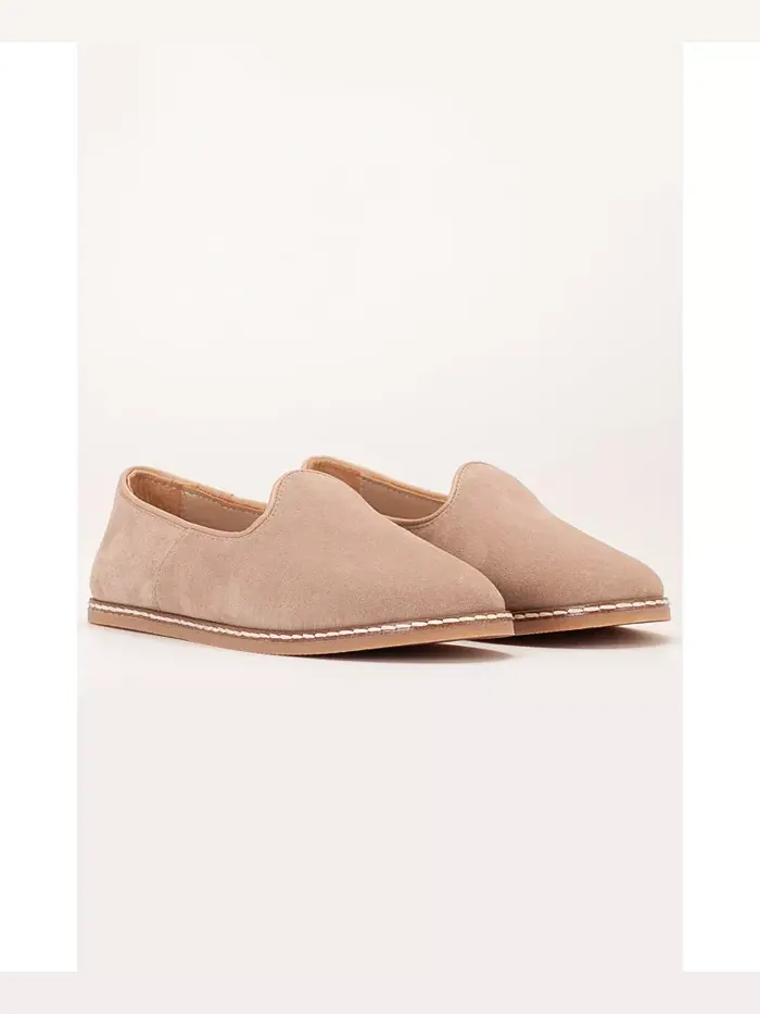 Туфли Istanbul Suede Leather Slip On Flats (женские) Epilogue Shoes — изображение 3 из 6, бежевый/бежевый