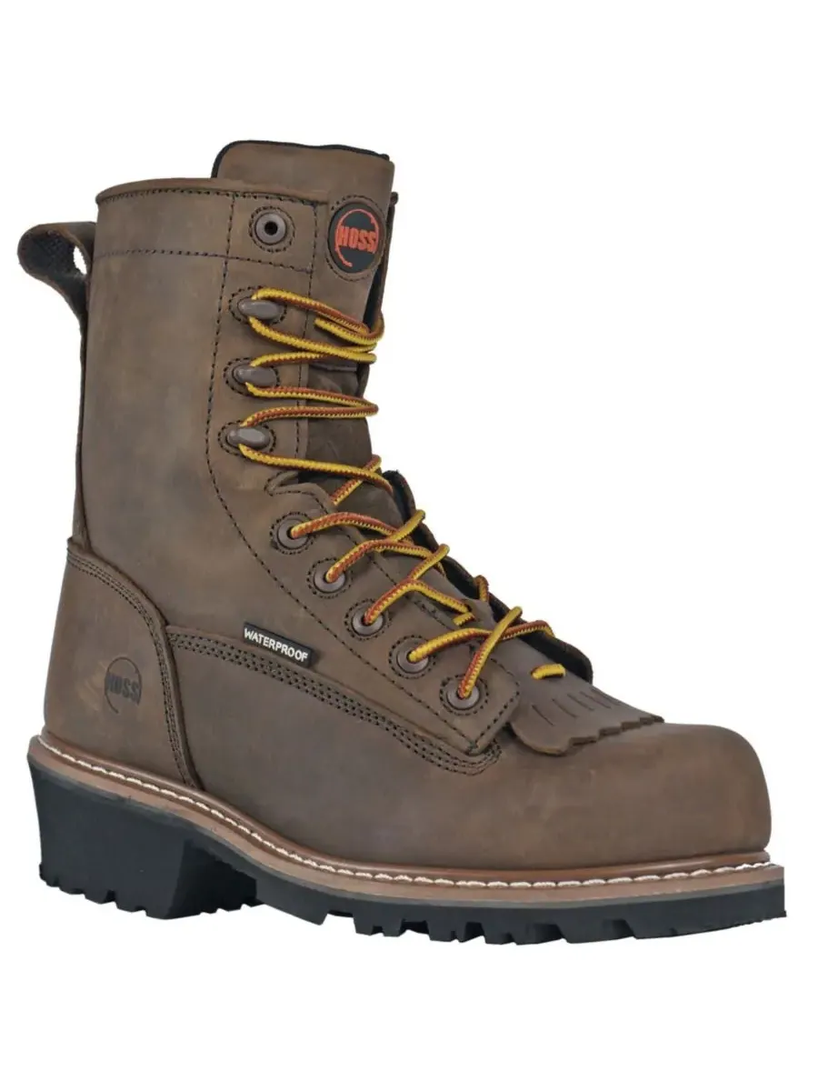 Мужские рабочие ботинки Cross Cut Kiltie Logger с композитным носком Hoss Boot Company — изображение 1 из 6, коричневый