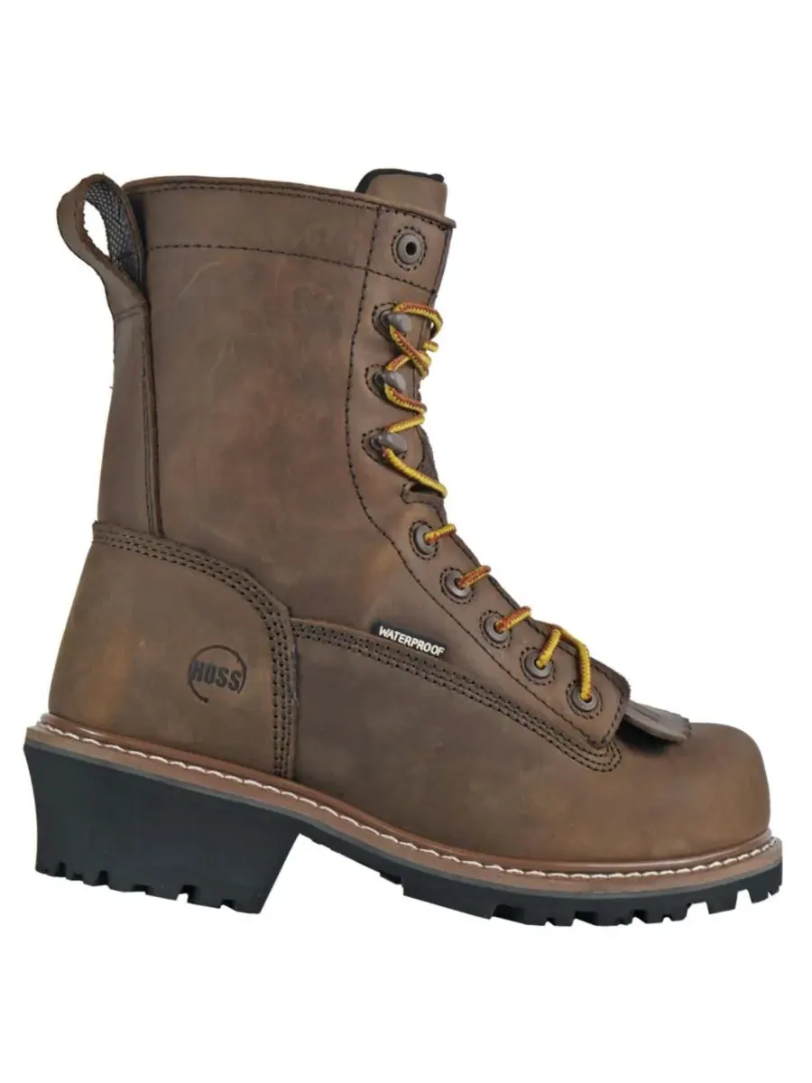 Мужские рабочие ботинки Cross Cut Kiltie Logger с композитным носком Hoss Boot Company — изображение 2 из 6, коричневый
