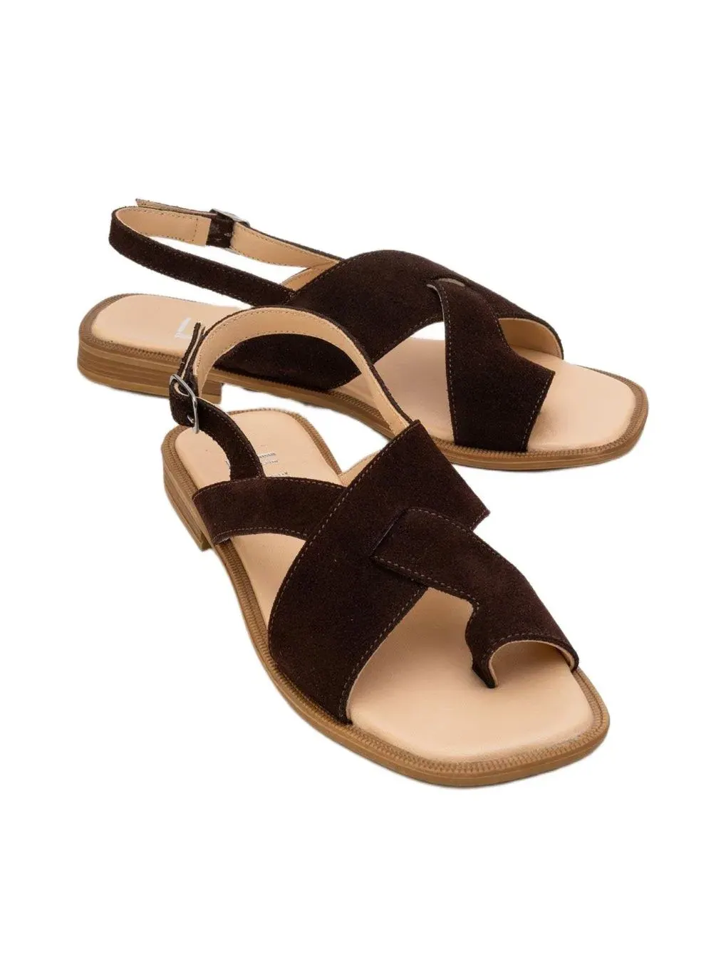 Женские кожаные сандалии-вьетнамки Louna Forever & Always Shoes — изображение 2 из 4, коричневый