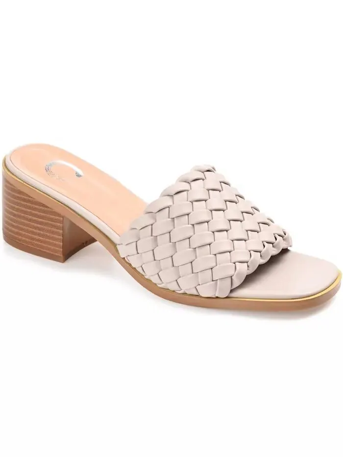 Женские босоножки-слайды на блочном каблуке Fylicia Woven Journee Collection — изображение 1 из 5, серый