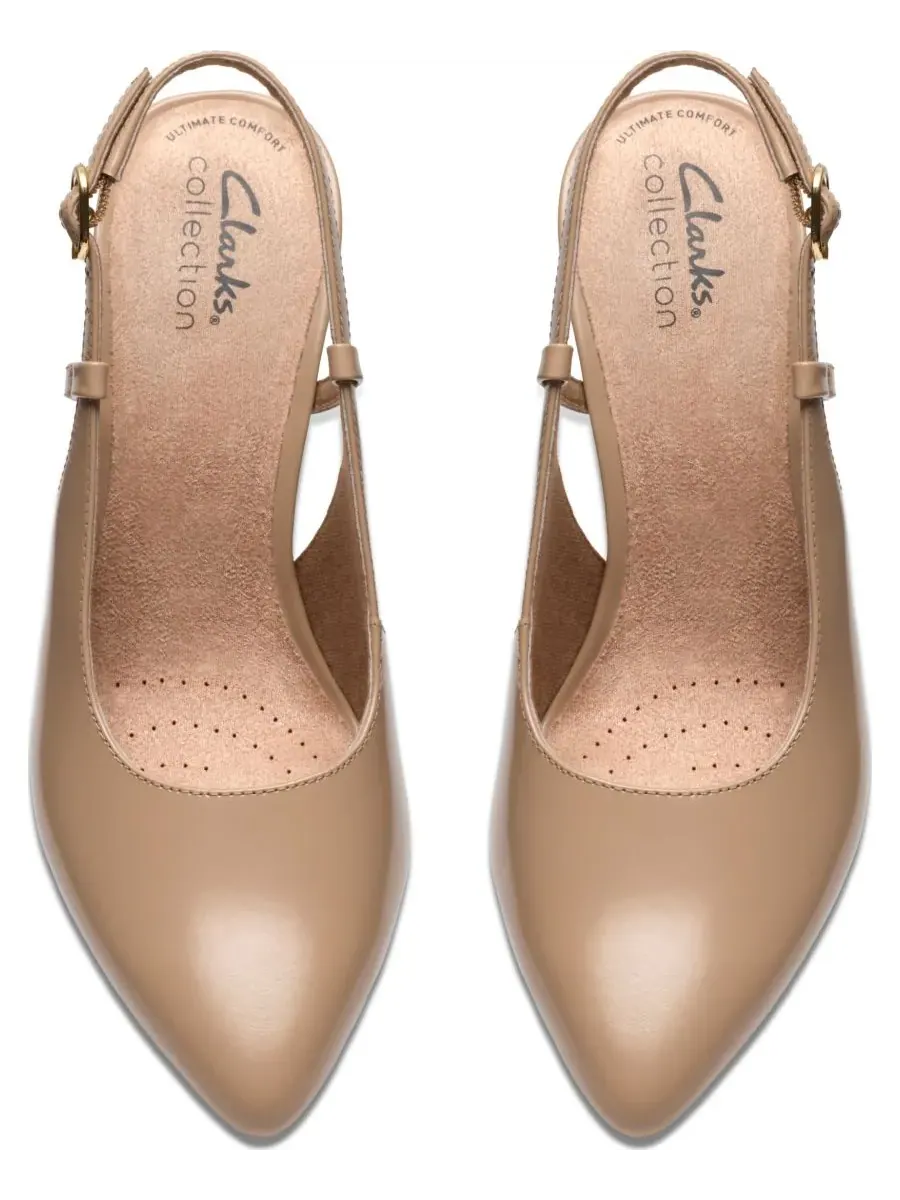 Туфли-лодочки женские Clarks Tammitha, с ремешком на пятке, бежевые, кожа — изображение 5 из 8, бежевый