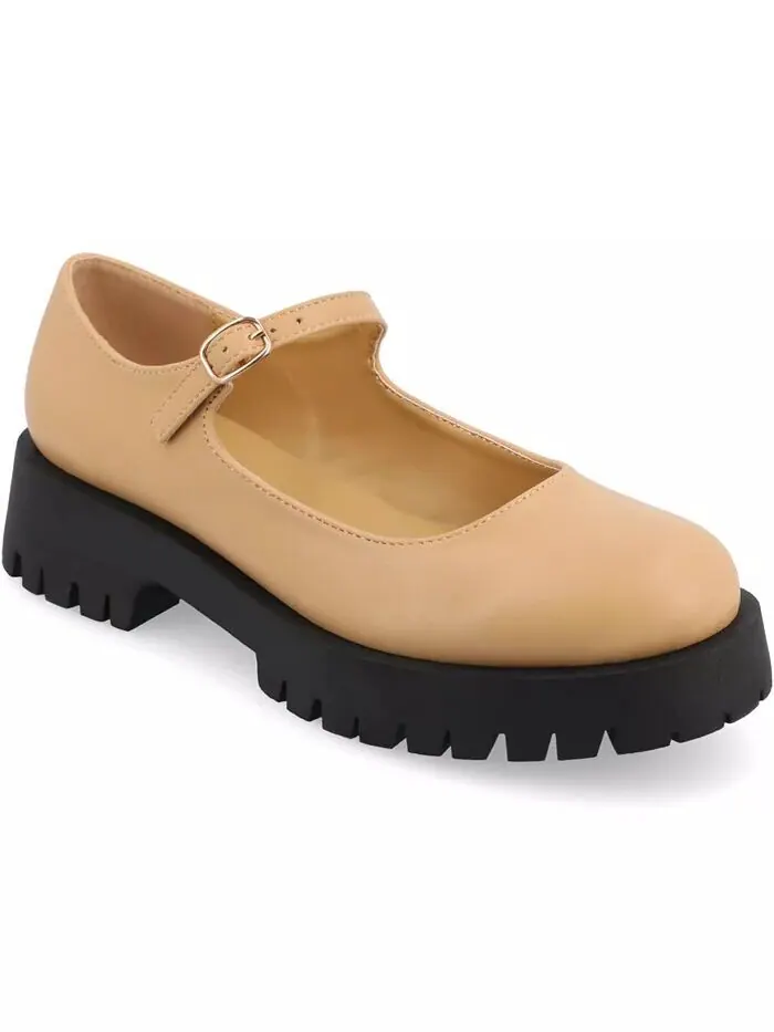 Женские туфли на плоской подошве Kamie Lug Sole Mary Jane Journee Collection — изображение 1 из 5, бежевый