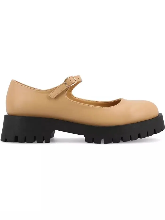 Женские туфли на плоской подошве Kamie Lug Sole Mary Jane Journee Collection — изображение 2 из 5, бежевый