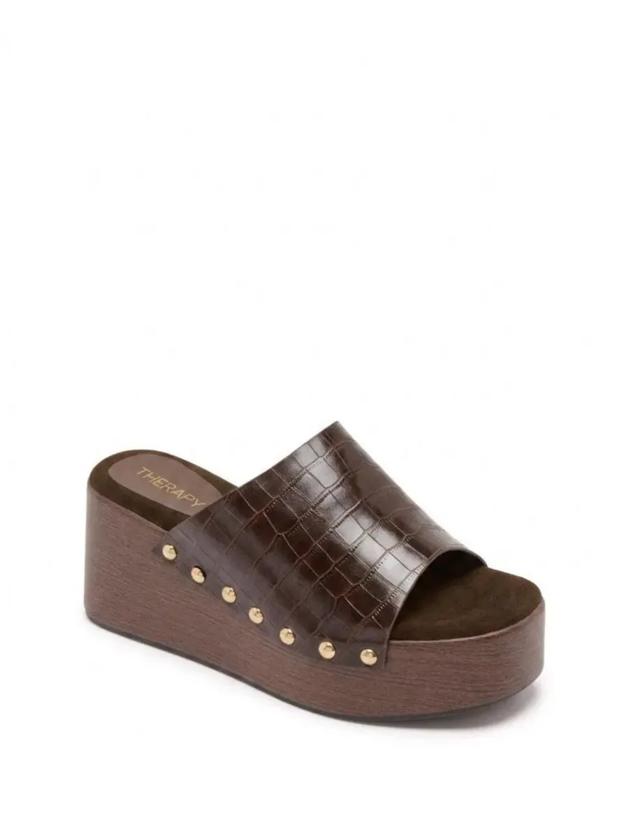 Клоги на платформе с цепочкой из ПУ Therapy Australia, Chocolate Croc Pu