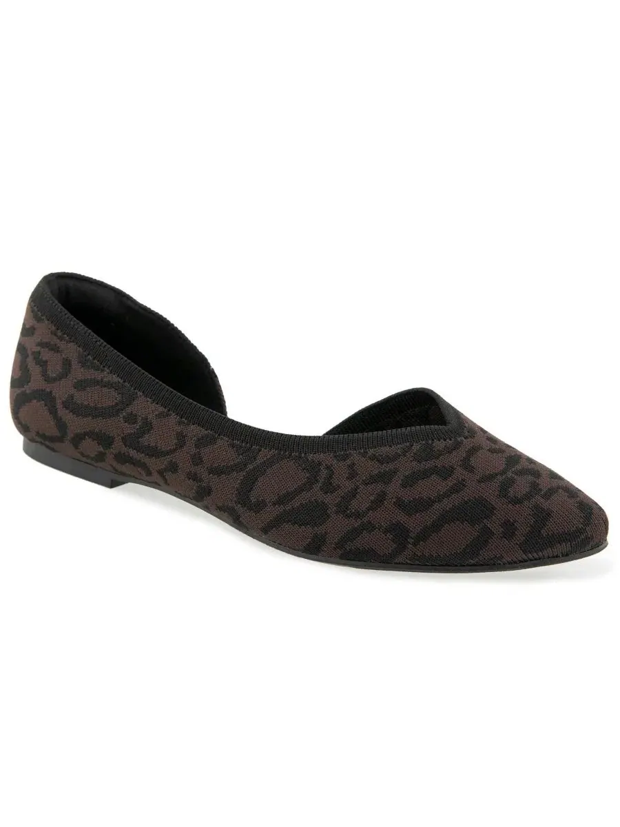 Балетки из трикотажа с острым мысом Gavah Kensie, Espresso Leopard — изображение 1 из 5, бежевый