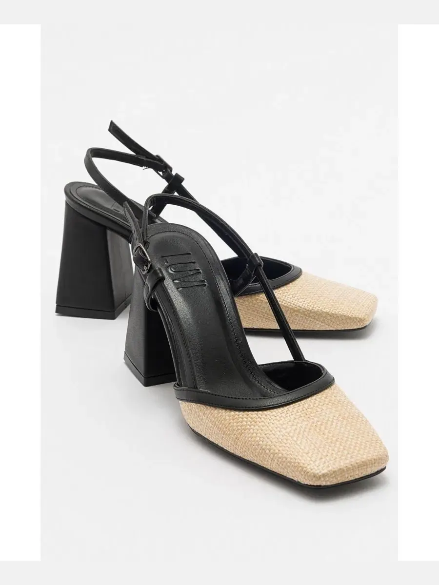 Женские туфли-лодочки Rivie Raffia с квадратным носком и массивным каблуком Prologue Shoes — изображение 5 из 5, черный