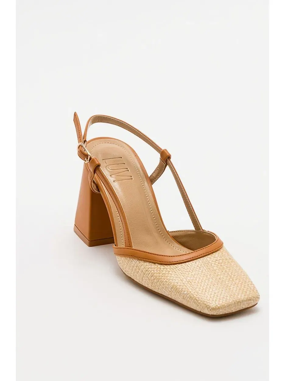 Женские туфли-лодочки Rivie Raffia с квадратным носком и массивным каблуком Prologue Shoes — изображение 1 из 5, коричневый