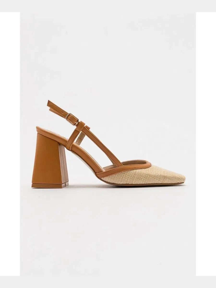 Женские туфли-лодочки Rivie Raffia с квадратным носком и массивным каблуком Prologue Shoes — изображение 2 из 5, коричневый