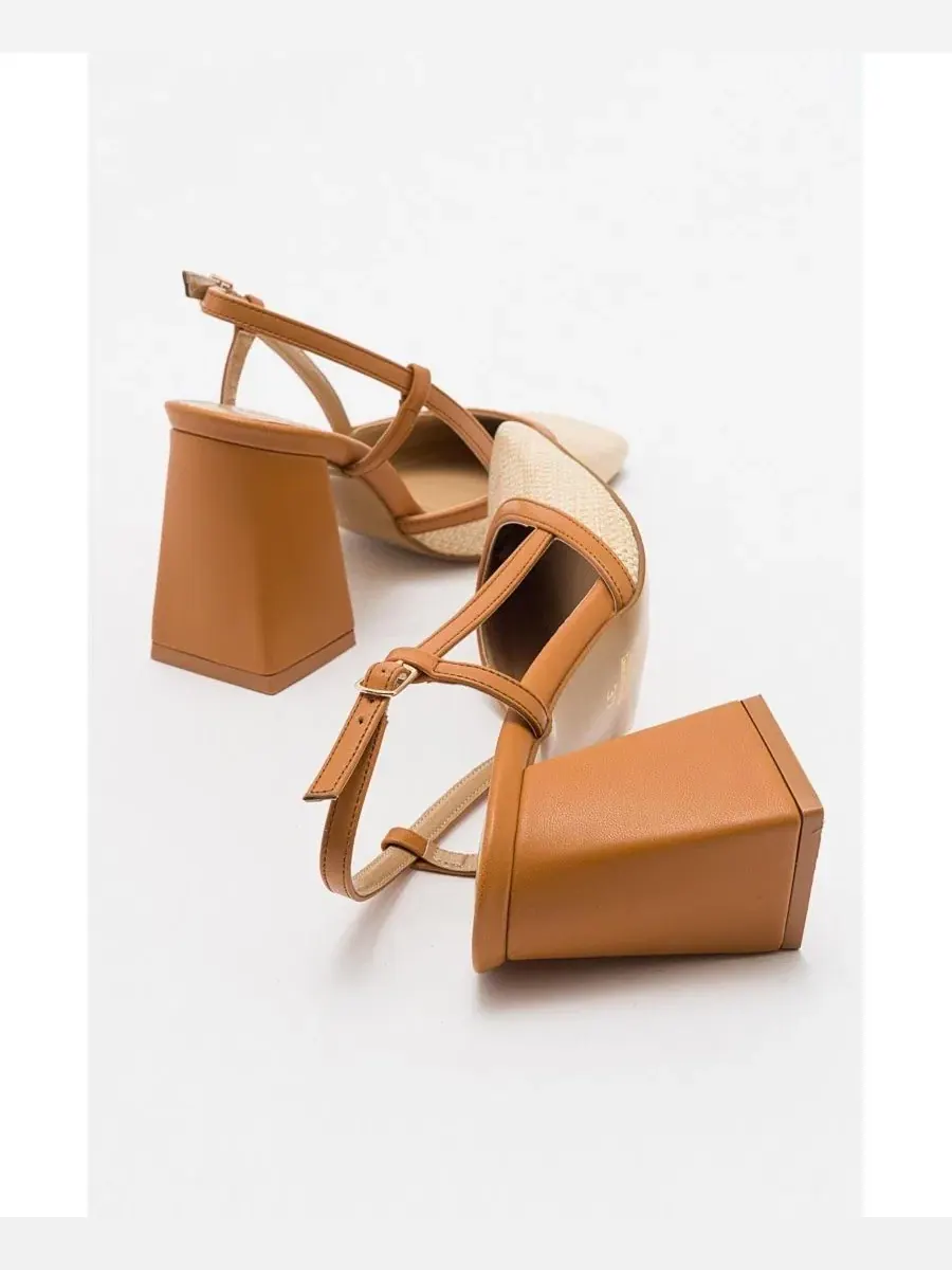 Женские туфли-лодочки Rivie Raffia с квадратным носком и массивным каблуком Prologue Shoes — изображение 3 из 5, коричневый