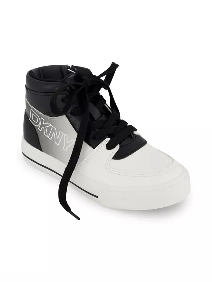 Высокие кроссовки Amelia Alice для маленьких и больших девочек DKNY — изображение 1 из 7, черный/белый