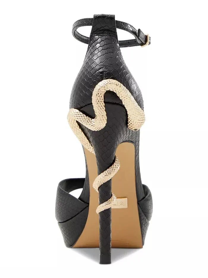 Женские двухсекционные босоножки на шпильке со змеиным узором Medusa Aldo — изображение 3 из 5, черный
