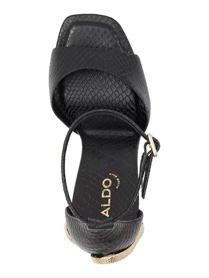 Женские двухсекционные босоножки на шпильке со змеиным узором Medusa Aldo — изображение 4 из 5, черный