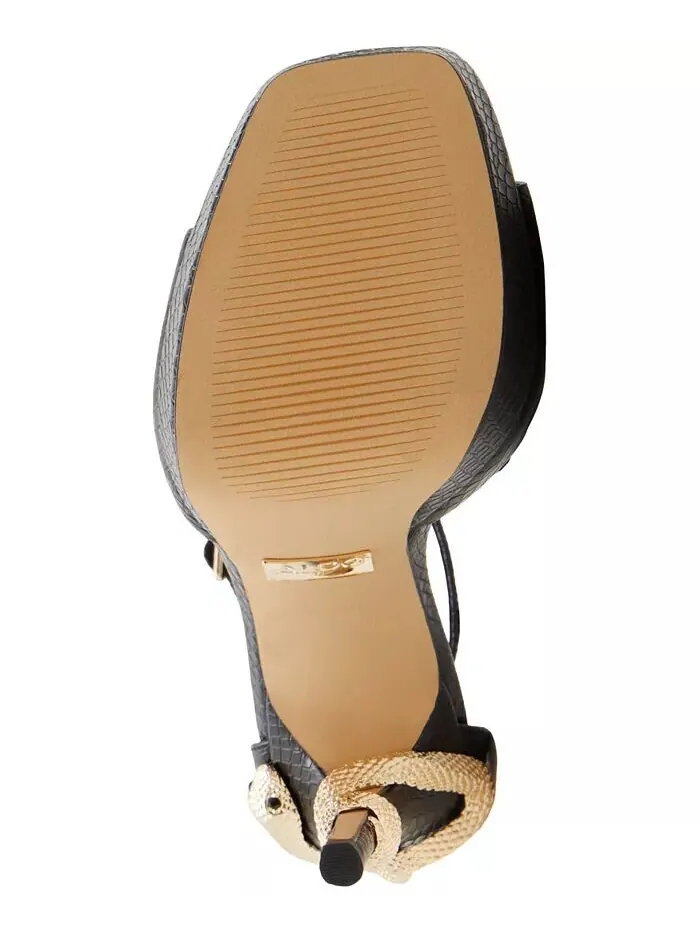 Женские двухсекционные босоножки на шпильке со змеиным узором Medusa Aldo — изображение 5 из 5, черный