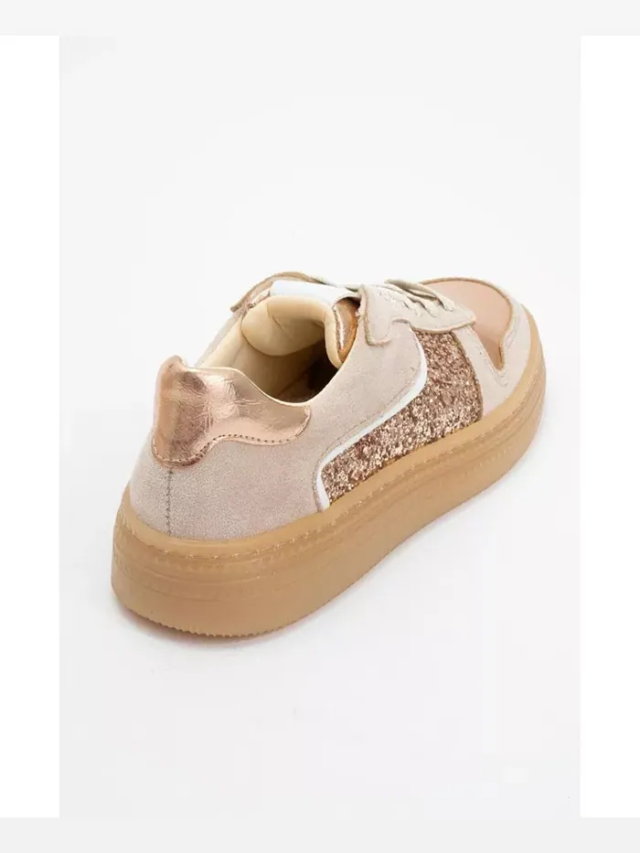 Кроссовки Felipe из блестящей кожи (женские) Forever & Always Shoes — изображение 2 из 4, бежевый