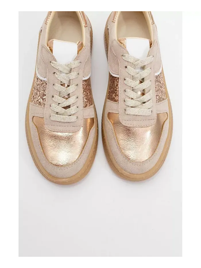 Кроссовки Felipe из блестящей кожи (женские) Forever & Always Shoes — изображение 3 из 4, бежевый