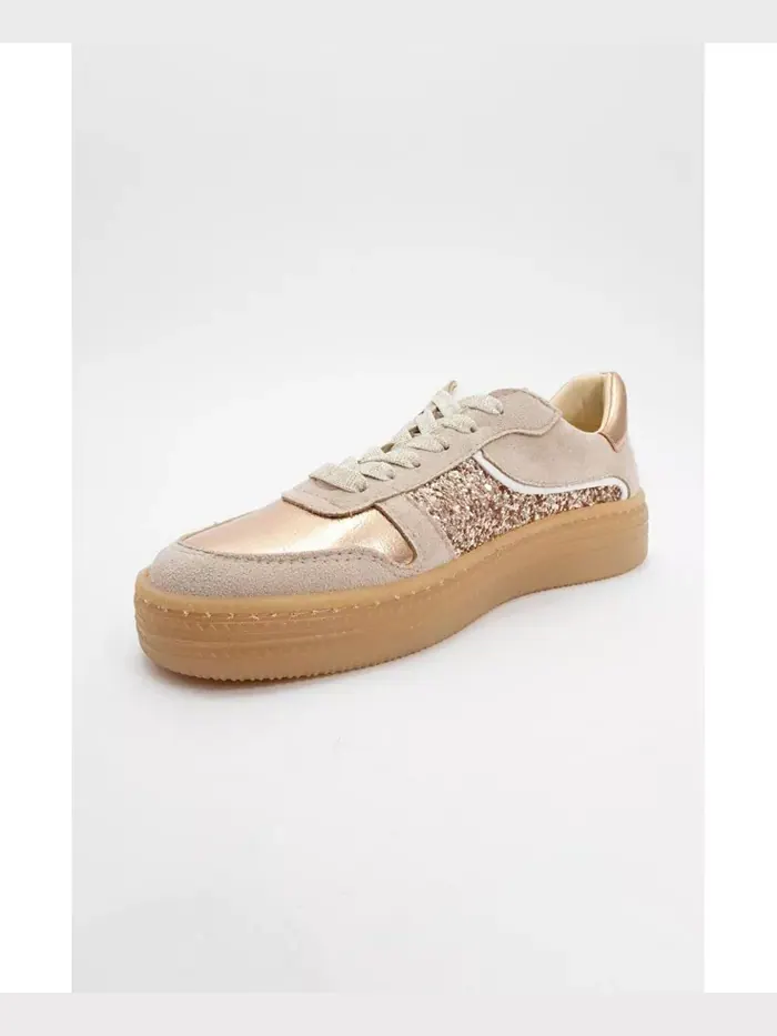 Кроссовки Felipe из блестящей кожи (женские) Forever & Always Shoes — изображение 4 из 4, бежевый