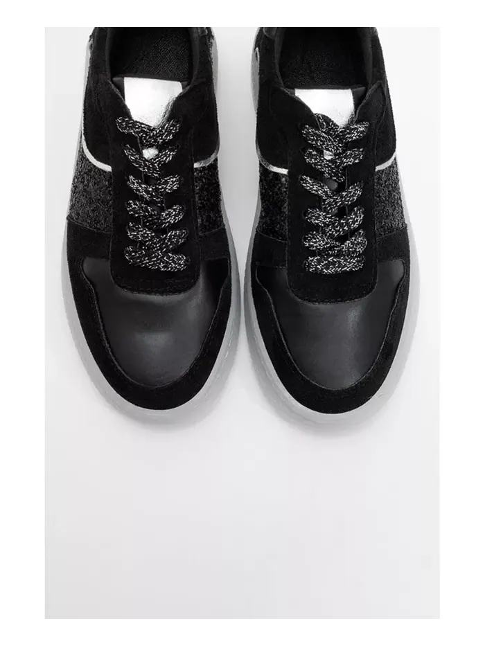 Кроссовки Felipe из блестящей кожи (женские) Forever & Always Shoes — изображение 2 из 4, черный