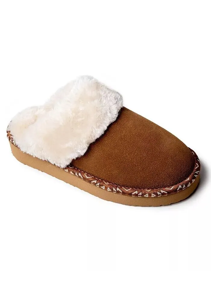 Женские плюшевые тапочки вишневого цвета Minnetonka — изображение 1 из 3, бежевый