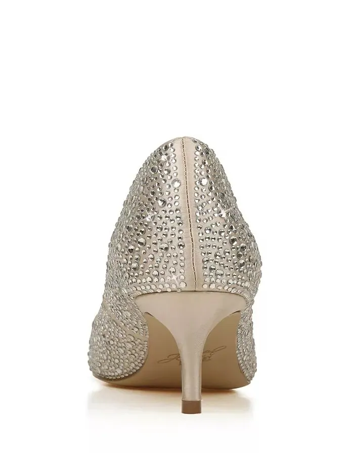 Женские вечерние туфли-лодочки на каблуке-рюмочке Frenchie Jewel Badgley Mischka — изображение 3 из 9, шампань
