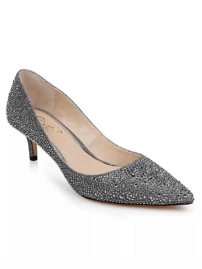 Женские вечерние туфли Frenchie на маленьком каблуке Jewel Badgley Mischka — изображение 1 из 5, дымчатый
