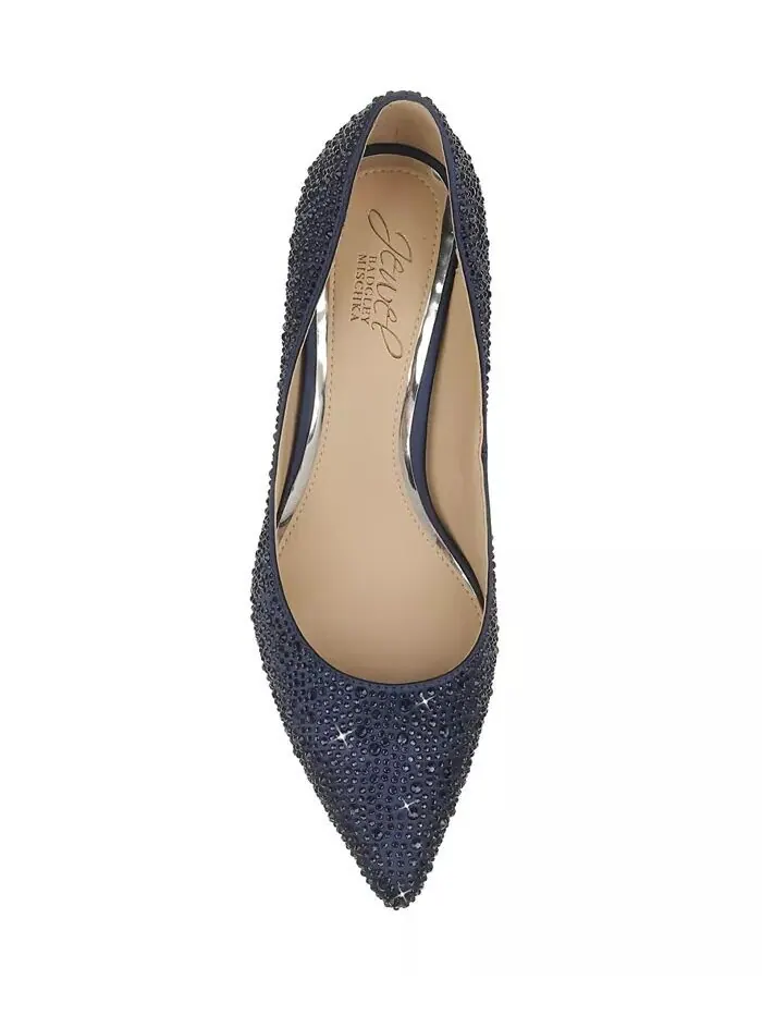 Женские вечерние туфли-лодочки на каблуке-рюмочке Frenchie Jewel Badgley Mischka — изображение 4 из 9, темно-синий