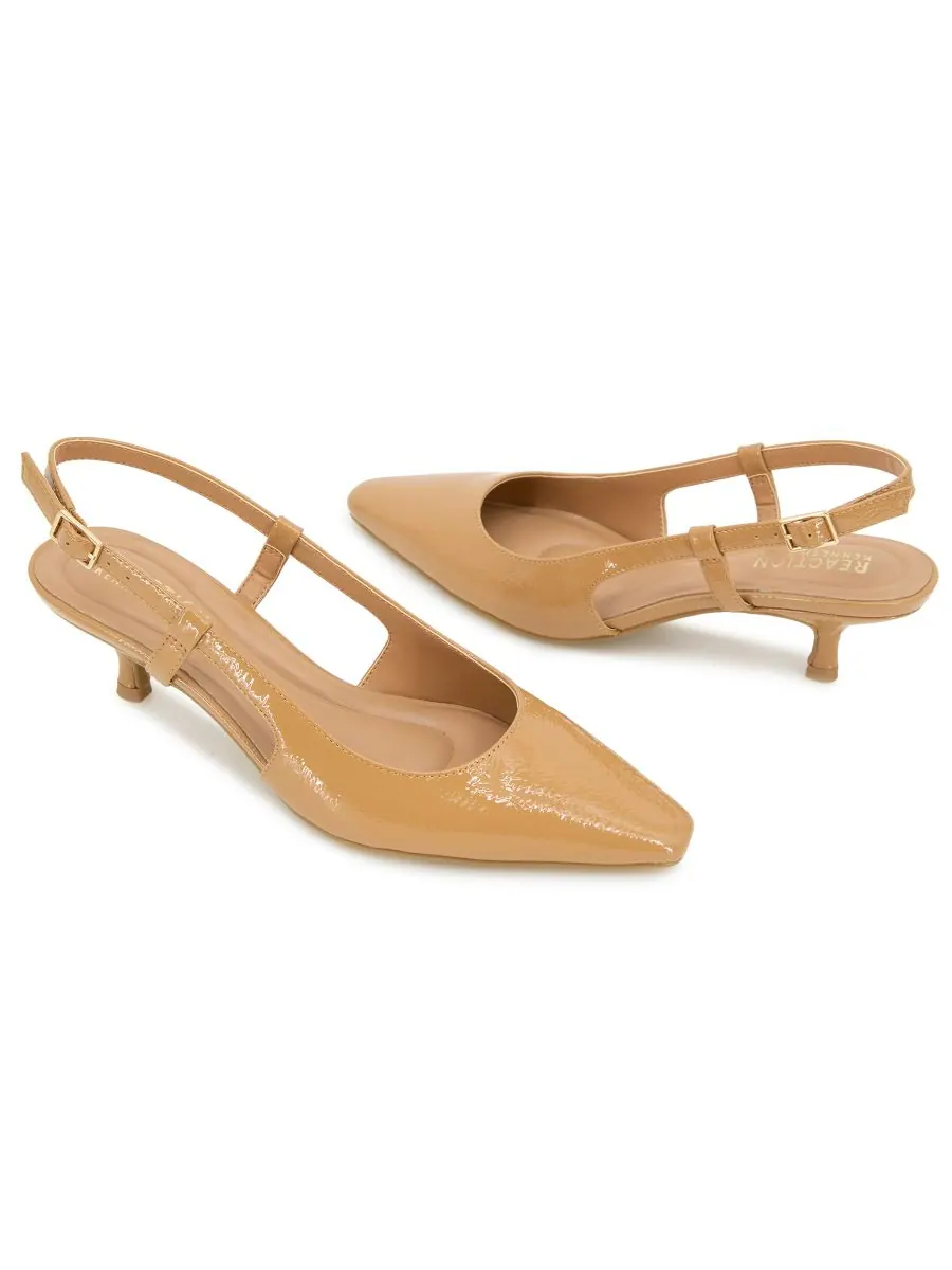 Женские туфли-лодочки Maggie на каблуке-рюмке с открытой пяткой Kenneth Cole Reaction, Camel Patent — изображение 8 из 8