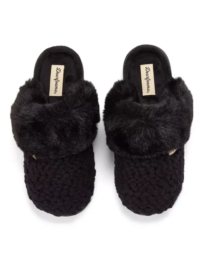 Женские вязаные тапочки Courtney Scuff Dearfoams — изображение 3 из 5, черный