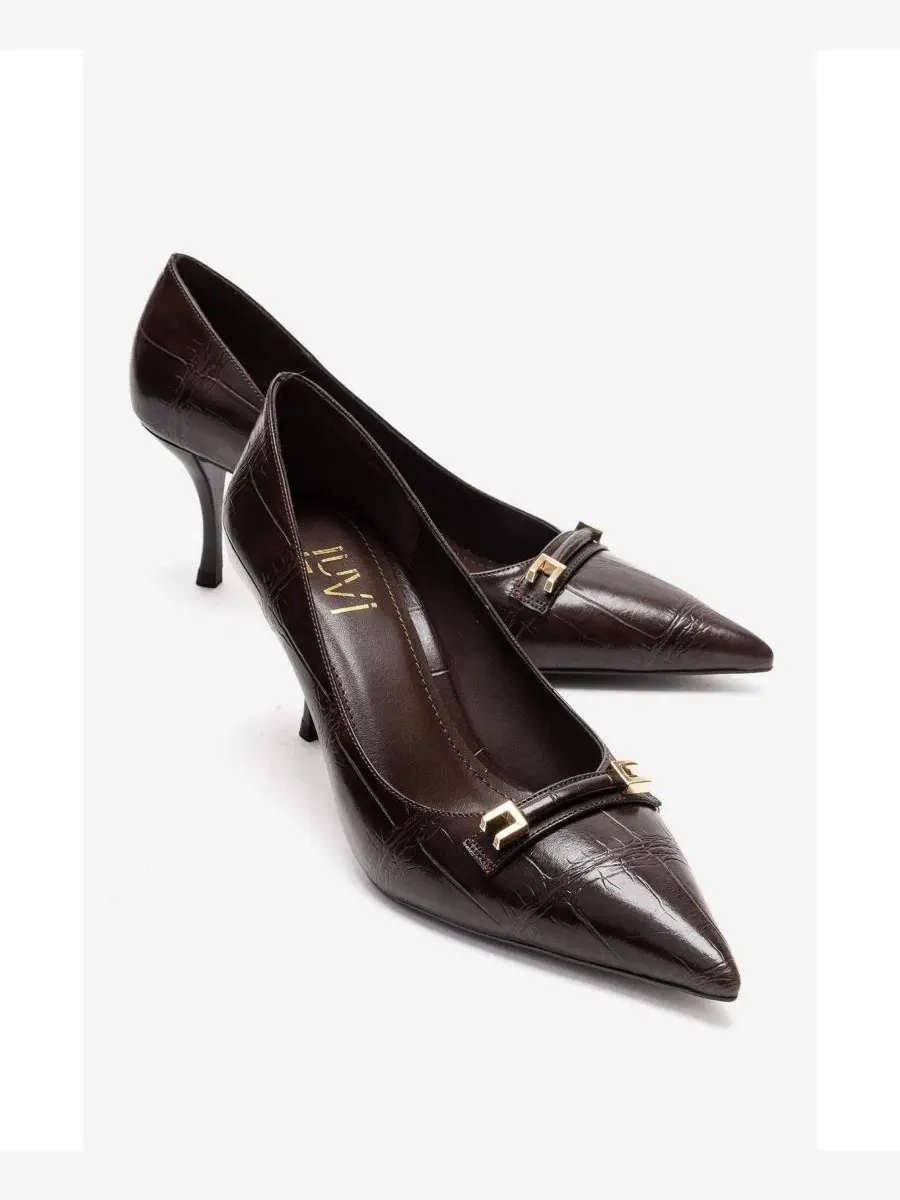 Женские туфли-лодочки Poesy с острым носком на шпильке Prologue Shoes — изображение 3 из 7, коричневый