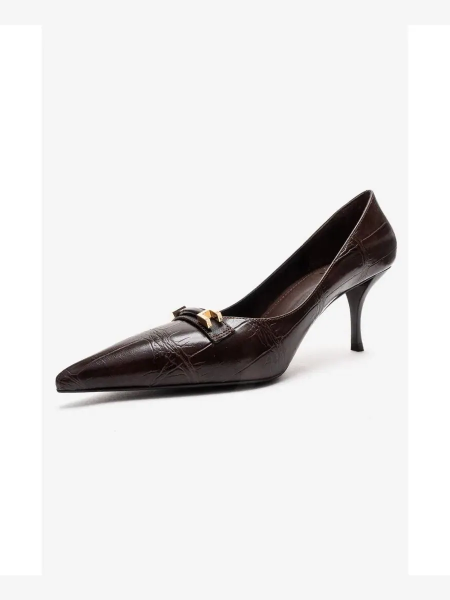 Женские туфли-лодочки Poesy с острым носком на шпильке Prologue Shoes — изображение 6 из 7, коричневый