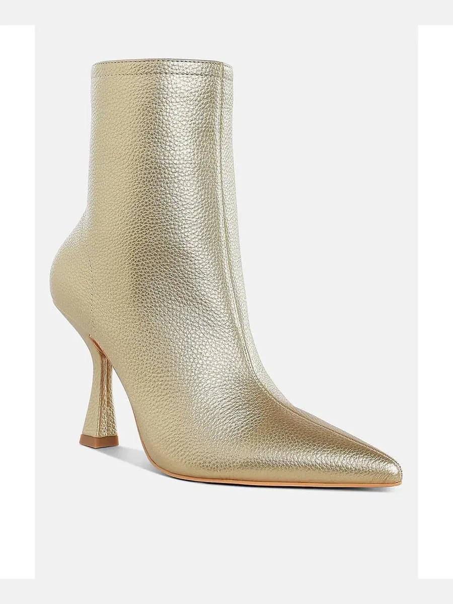 Ботинки с каблуком-рюмочкой Tentia Metallic Pleather Spool Heel Rag & Co — изображение 1 из 5, золото