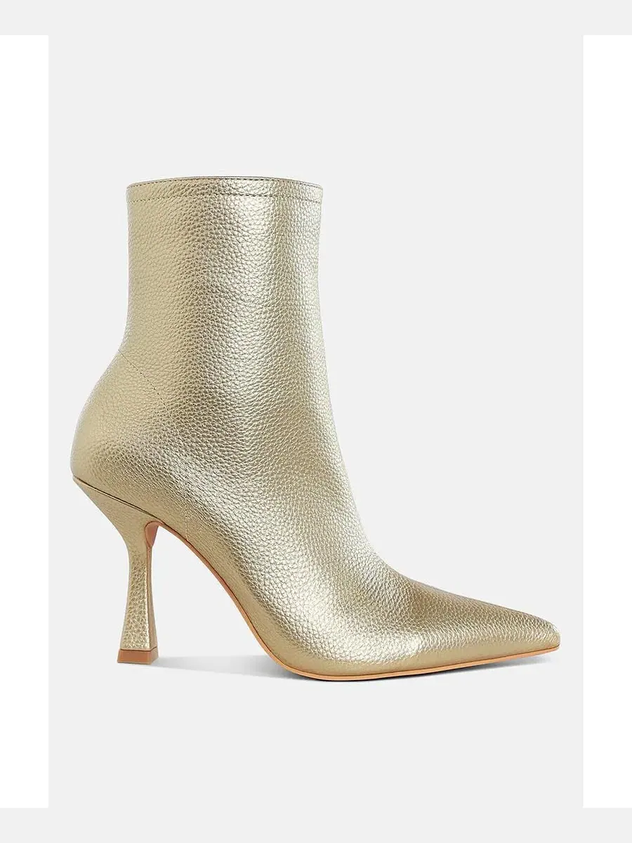 Ботинки с каблуком-рюмочкой Tentia Metallic Pleather Spool Heel Rag & Co — изображение 2 из 5, золото