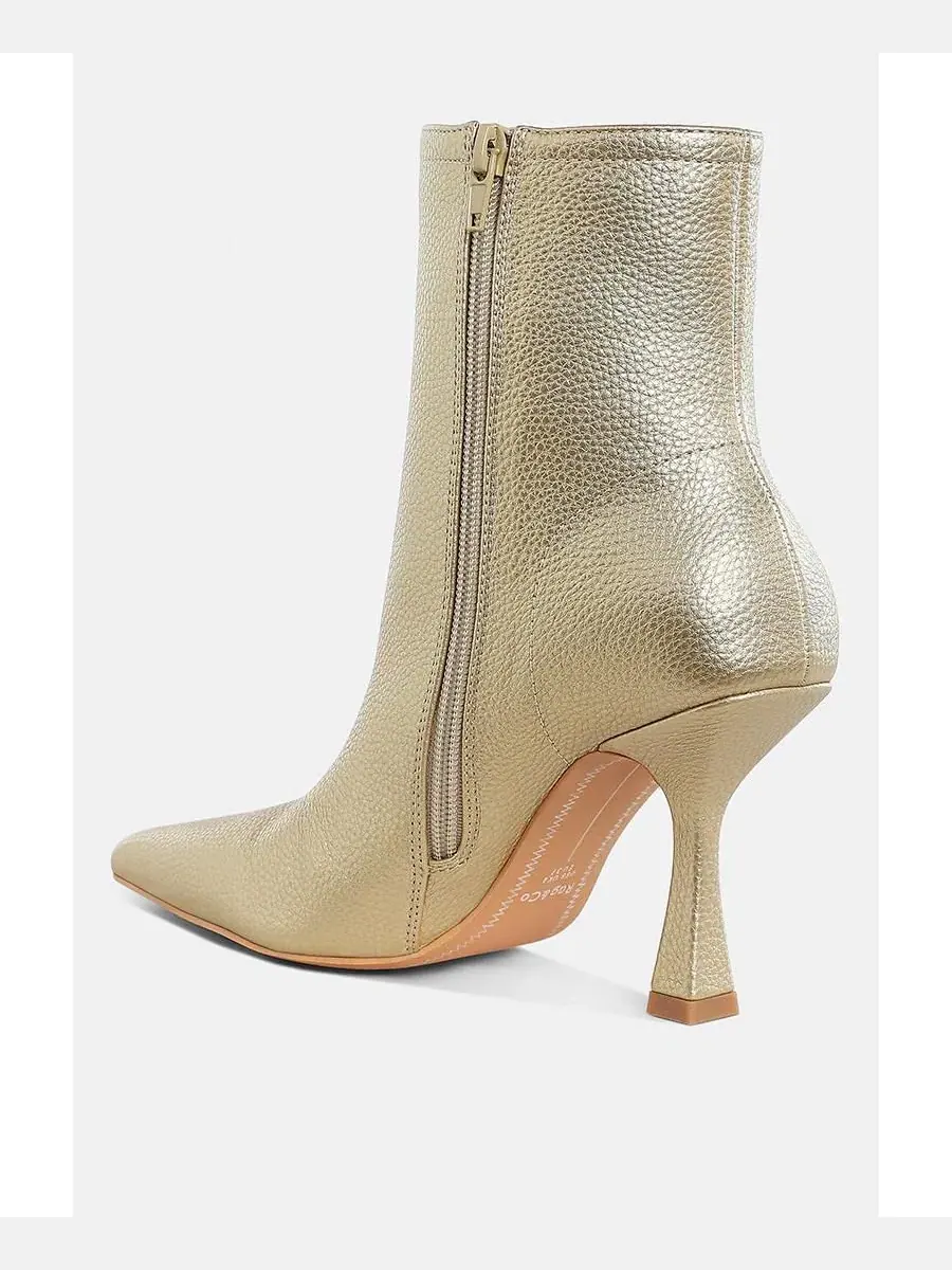 Ботинки с каблуком-рюмочкой Tentia Metallic Pleather Spool Heel Rag & Co — изображение 3 из 5, золото