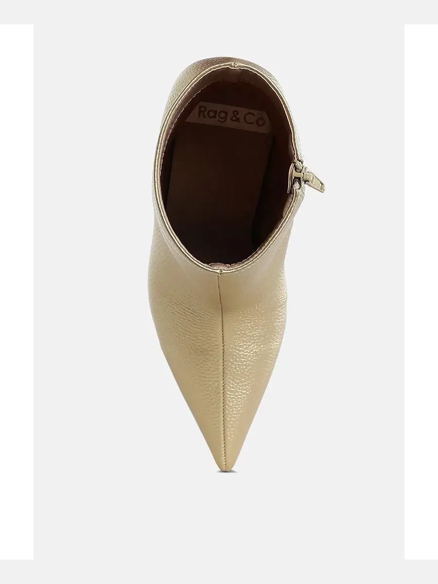 Ботинки с каблуком-рюмочкой Tentia Metallic Pleather Spool Heel Rag & Co — изображение 4 из 5, золото